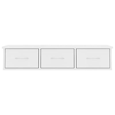 VidaXL Wandschap met lades 88x26x18,5 cm bewerkt hout wit VidaXL Wandschap met lades 88x26x18,5 cm bewerkt hout wit