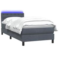 Boxspring met matras en LED fluweel donkergrijs 90x220 cm - thumbnail