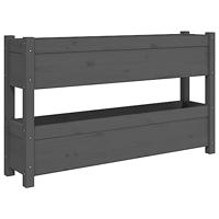 VidaXL Plantenbak 112x25x66 cm massief grenenhout grijs - thumbnail