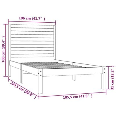 Bedframe massief hout 100x200 cm