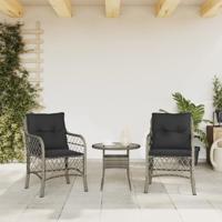 Tuinstoelen 2 st met kussens poly rattan grijs - thumbnail