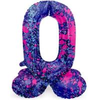 Folat folieballon staand 0 paint splash 41 cm | 20 stuks - thumbnail