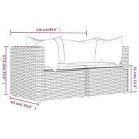 Tuinhoekbanken met kussens 2 st poly rattan zwart - thumbnail