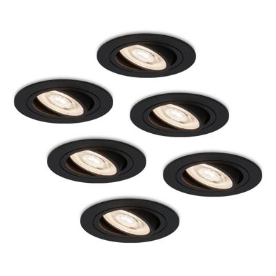 Set van 6 Miro LED inbouwspots - 6W 570lm - GU10 LED Module - Extra plat - 4000K neutraal wit - Dimbaar - Kantelbaar - Voor binnen - Zwart Set van 6 Miro LED inbouwspots - 6W 570lm - GU10 LED Module - Extra plat - 4000K neutraal wit - Dimbaar - Kantelbaar - Voor binnen - Zwart