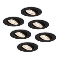 Set van 6 Miro LED inbouwspots - 6W 570lm - GU10 LED Module - Extra plat - 4000K neutraal wit - Dimbaar - Kantelbaar - Voor binnen - Zwart - thumbnail