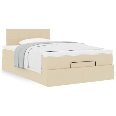 Ottoman bed met matras 120x190cm stof crèmekleurig
