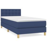 Boxspring met matras stof blauw 100x200 cm - thumbnail
