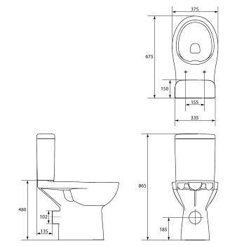Verhoogd Toilet Sapho Handicap P-Trap Wit