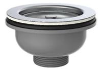 Kirchhoff ECO-SAVE kunststof korfventiel, grijs, 1 1/2" ET, roestvrijstalen ventielbeker en zeef Ø114 mm - 98835249 - thumbnail