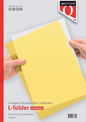 25 Gele A4 insteekhoezen L-model 0,12mm PP Quantore