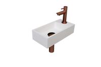 Fonteinset INK Versus 36x18x9 cm Polystone Mat Wit Met Kraangat Rechts Mat Rose Goud - thumbnail