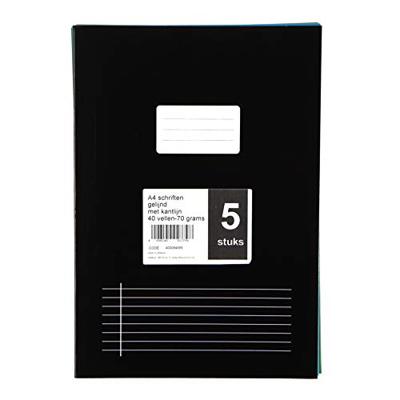 Schrift voor ft A4, gelijnd, 80 bladzijden, met voorlijn, geassorteerde kleuren, pak van 5 stuks Schrift voor ft A4, gelijnd, 80 bladzijden, met voorlijn, geassorteerde kleuren, pak van 5 stuks