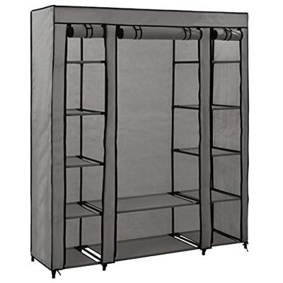 VidaXL Kledingkast met vakken en stangen 150x45x176 cm stof grijs