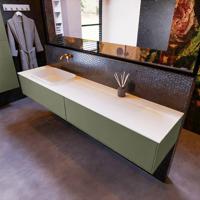 Badkamermeubelset Mondiaz Erin 200 cm met 2 Lades met RIDGE Wastafel Links Talc Zonder Kraangaten Greeploos Mat Army - thumbnail