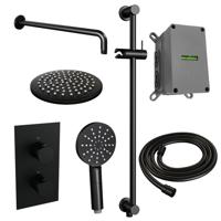 Inbouw Regendouche Set Brauer Black Edition Gebogen Wanduitloop Ronde Hoofddouche 20 cm Met Glijstang en Handdouche 3 Standen Mat Zwart Brauer - thumbnail