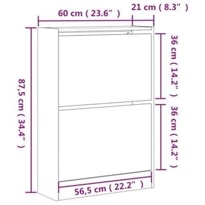 VidaXL Schoenenkast 60x21x87,5 cm bewerkt hout gerookt eikenkleurig
