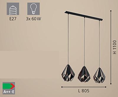 Eglo HanglampCarlton 1 zwart met roodkoper - 49991 - thumbnail