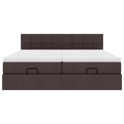 Ottoman bed met matrassen 200x200cm stof donkerbruin