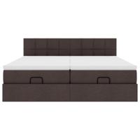 Ottoman bed met matrassen 200x200cm stof donkerbruin - thumbnail