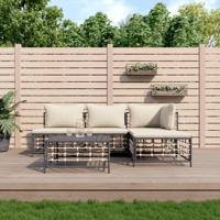 5-delige Loungeset met kussens poly rattan antracietkleurig - thumbnail