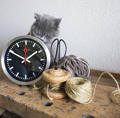 NeXtime ne-3998stzw wandklok 'station' ø19 cm, geborsteld aluminium zwart