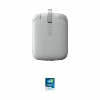 TAU mini powerbank voor aan je sleutelhanger (1400 mAh) met geïntegreerde kabel - 3 in 1 sleutelbos powerbank - Wit