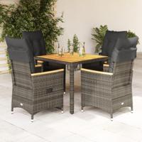 5-delige Tuinset met kussens poly rattan grijs - thumbnail