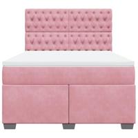 Boxspring met matras fluweel roze 140x190 cm - thumbnail