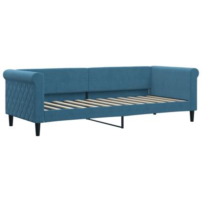 Slaapbank met matras 100x200 cm fluweel blauw - thumbnail