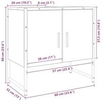 Wastafelkast 60x33x60 cm bewerkt hout artisanaal eikenkleurig - thumbnail