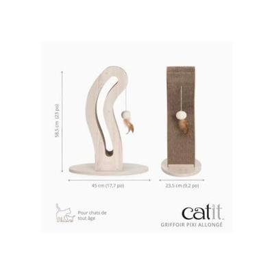 Krabpaal voor katten - CATIT - Pixi kattenstaart - Met stoffen bal en veer - Natuurlijke eikenlook