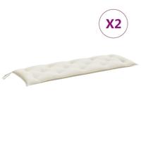VidaXL Tuinbankkussens 2 st 150x50x7 cm stof gemêleerd crèmekleurig - thumbnail