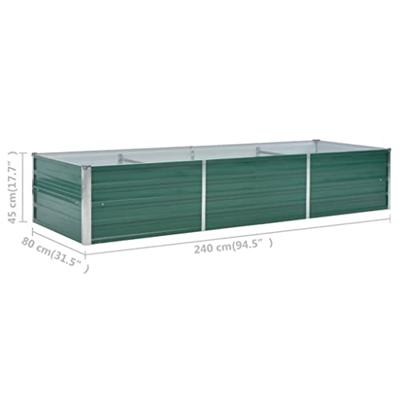 VidaXL Plantenbak verhoogd 240x80x45 cm gegalvaniseerd staal groen