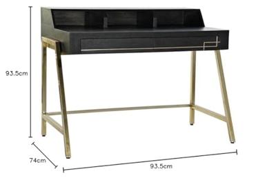 Bureau DKD Home Decor Zwart Metaal Gouden Mangohout (125 x 74 x 93.5 cm)