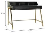 Bureau DKD Home Decor Zwart Metaal Gouden Mangohout (125 x 74 x 93.5 cm) - thumbnail