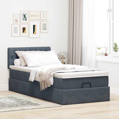 Ottoman bed met matras en LED's 90x200cm fluweel donkergrijs - thumbnail