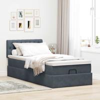 Ottoman bed met matras en LED's 180x200cm fluweel donkergrijs - thumbnail