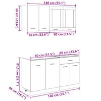 4-delige Keukenkastenset Lyon bewerkt hout sonoma eikenkleurig - thumbnail