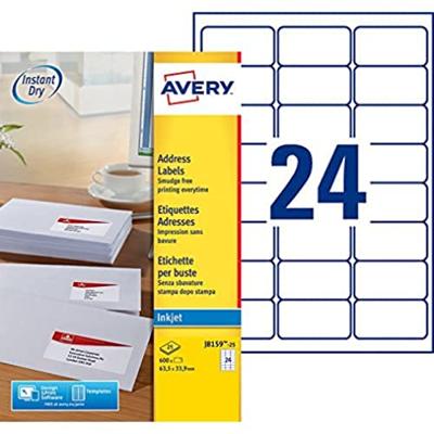 Etiket avery j8159-25 63.5x33.9mm wit 600st Etiket avery j8159-25 63.5x33.9mm wit 600st