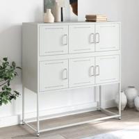 Dressoir 100,5x39x107 cm staal wit - thumbnail