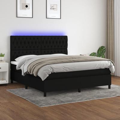 Boxspring met matras en LED stof zwart 180x200 cm