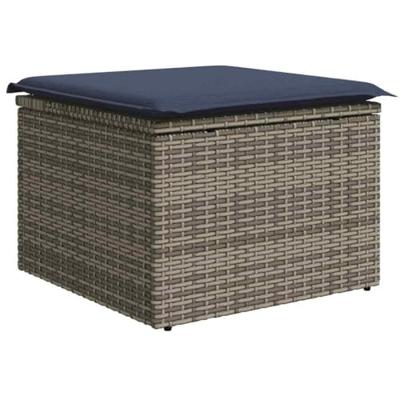6-delige Loungeset met kussens poly rattan acacia grijs