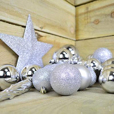 Kerstballenset kunststof mix zilver 32st - thumbnail