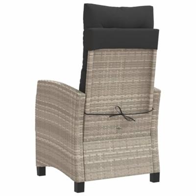 Tuinstoel verstelbaar met kussens poly rattan lichtgrijs Tuinstoel verstelbaar met kussens poly rattan lichtgrijs