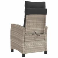 Tuinstoel verstelbaar met kussens poly rattan lichtgrijs - thumbnail