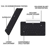 Logitech Keys-To-Go Draadloos Bluetooth Keyboard voor iPhone, iPad, Smartphone, Tablet, Windows, Apple TV, Ultra-Dun, Ultra-Licht, Sneltoetsen, QWERTY UK Layout - Zwart - thumbnail