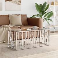 Salontafel 110x45x45 cm roestvrij staal en glas - thumbnail