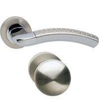 Wisselgarnituur links 1688 Sharon op rond rozet 7mm nokken met profielcilindergat plaatjes chroom/ni - thumbnail