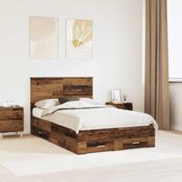 Bedframe met hoofdeinde Oudhout 120 x 200 cm Bewerkt hout - thumbnail
