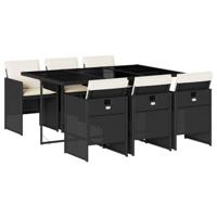 7-delige Tuinset met kussens poly rattan zwart - thumbnail